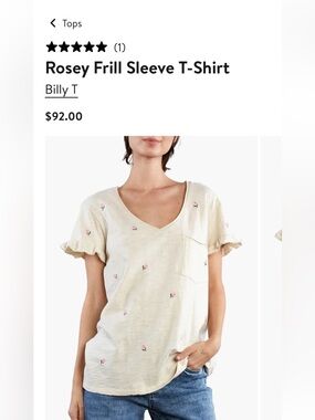 Billy T V-neck shirt Rosey Frill Sleeve T-shirt NWT oversized Small